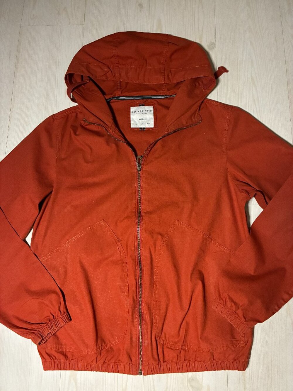 Denim & Flower Ricky Singh Rust Orange Hooded Jacket Windbreaker Men's Size L